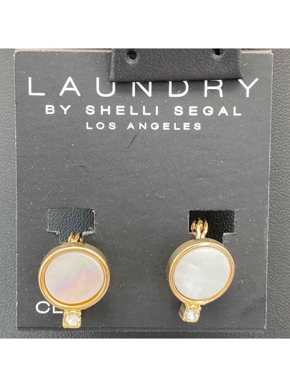 Gold Faux Pearl Crystal Clip OnEarrings Laundry by Shelli Segal